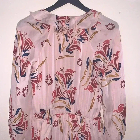 Joie PINK Nour Ruffle Neck Silk Dress Size Small - Picture 9 of 9